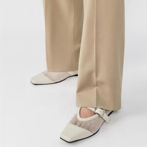 VAGABOND NEW 41 Wioletta Leather Mesh Square Toe Ballet Flats Cream NIB 11 10